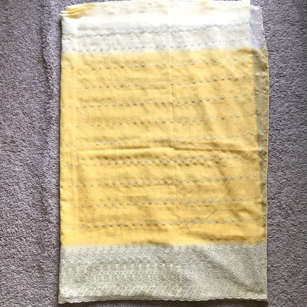 Yellow and White Georgette Sari